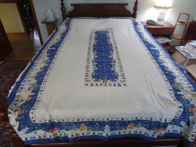 Nikko Linens WINTER SCENE TerriSol 100% COTTON TABLECLOTH - approx. 58'' x 98''