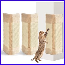 3 Pack Cat Scratcher Corner Pad, Wall-Mounted Sisal Cat Scratch Pad, Vertical...