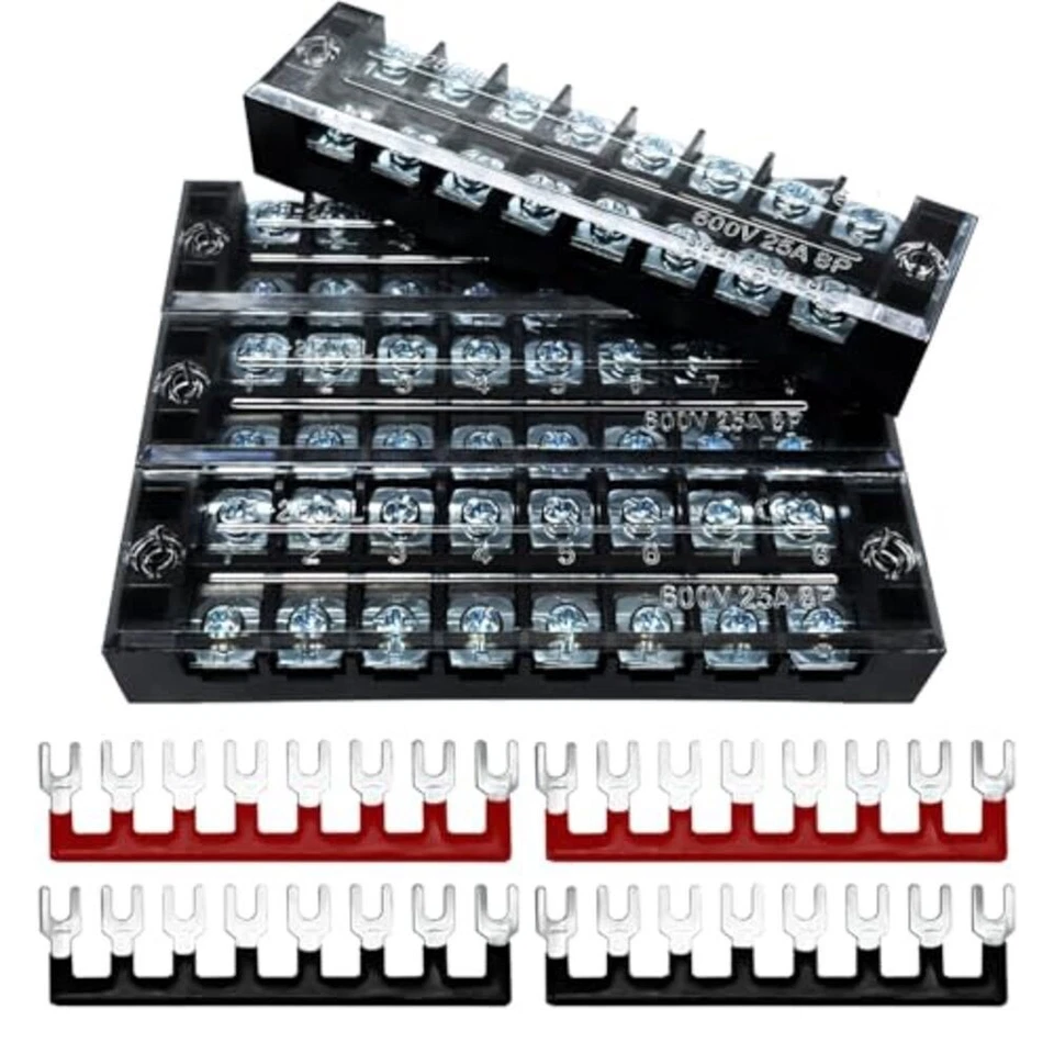 Busbar Distribution Board 4 Sets Terminal Blocks Double Row 600V 25A Kit - Image 2 of 4