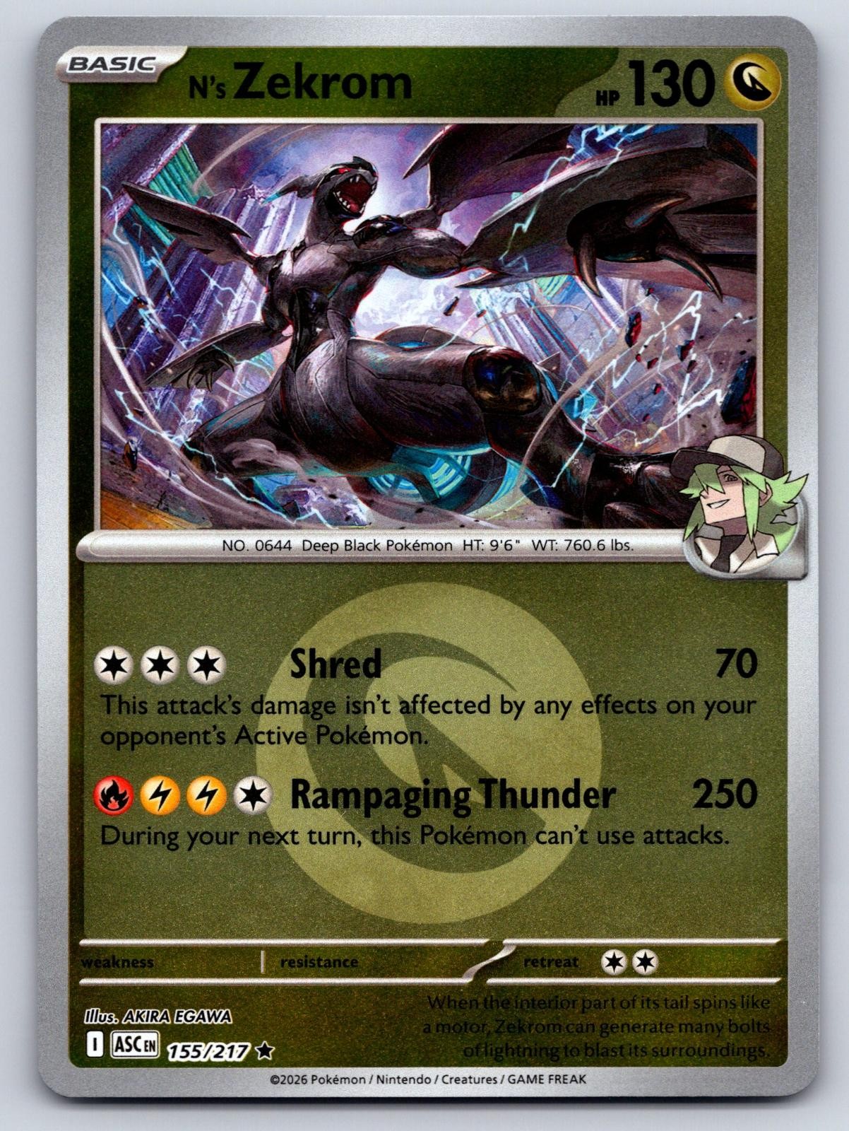 N's Zekrom 2026 Mega Evolution: Ascended Heroes #155/217 Energy Reverse ...