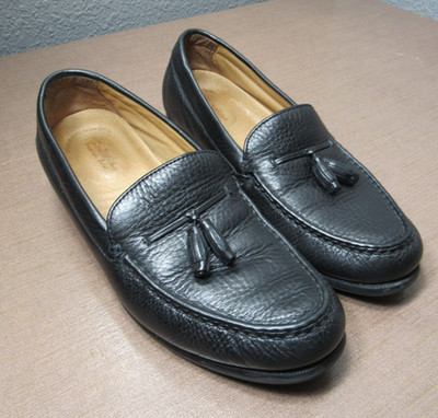 Tom McAn Black Leather Loafers Signature Series Double Kiltie Tassel Size 8 1/2