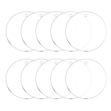 10 x Acrylic Circle Blanks 3 Inch Round Clear Disc with Hole Transparent