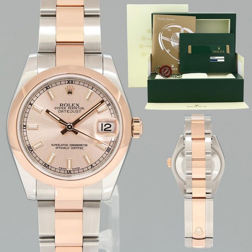 MINT PAPERS Rolex Datejust 178241 Rose Gold Two Tone Steel 31mm Pink Dial Watch
