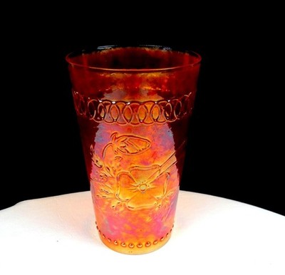 Jain Carnival Glass India Marigold Olympic Tudor And Beads 4 3/4'' Tumbler 1935-