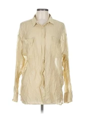 Assorted Brands Women Ivory Long Sleeve Button-Down Shirt L