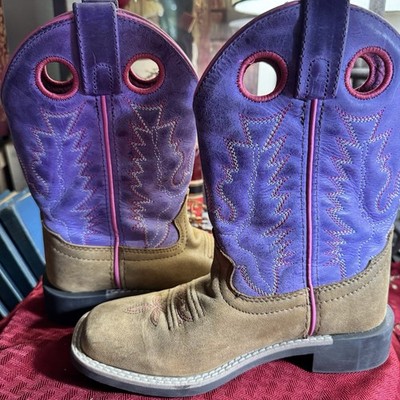 EUC!! Girls Size 1 Smoky Mountain Leather Boots Purple Brown 3122C