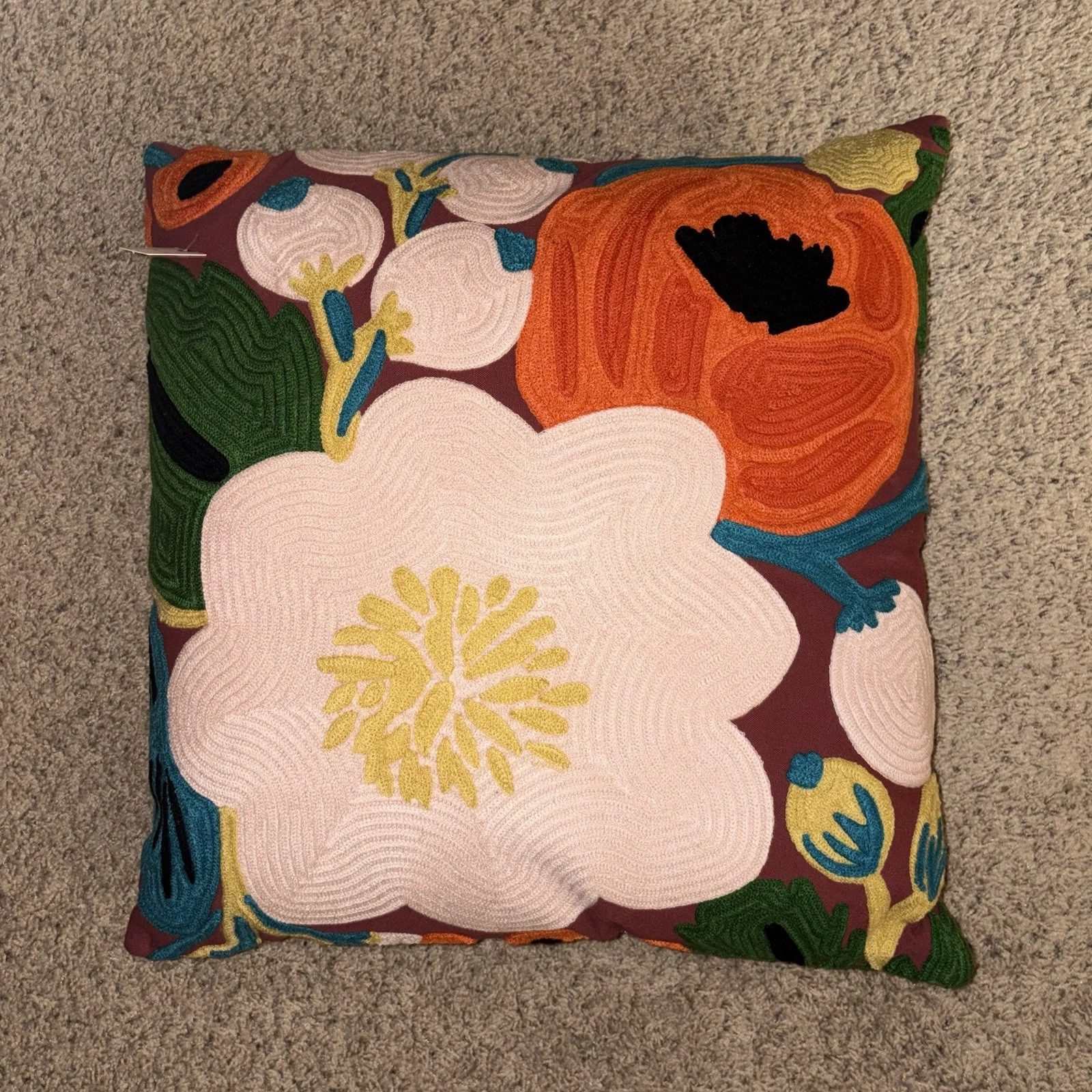 Anthropologie Vintage Blossoms Embroidered Pillow - Thumbnail 2