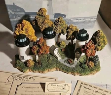Harbour Lights 2004 Signed Three Sisters LIGHTHOUSE Mass #668 Lighthouse COA 