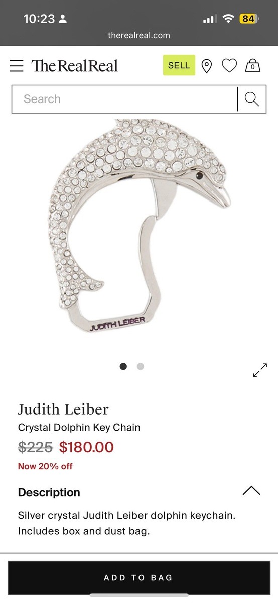 Judith Leiber Crystal Dolphin Keychain Key Fob Authentic. View 4
