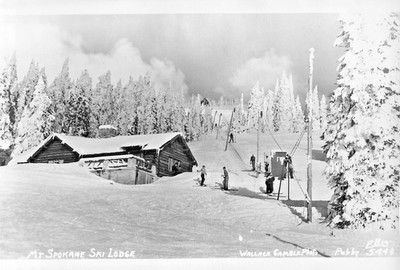 Mt Spokane Washington WA~Ski Lodge~1940er RPPC Echtfoto-Postkarte