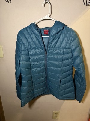 Uniqlo Women's Ultra Light Down Hooded Blue Jacket Sz. L