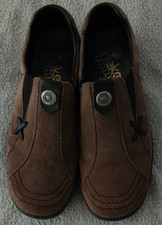 Reiker brown suede anti stress slip on shoes. Size 5