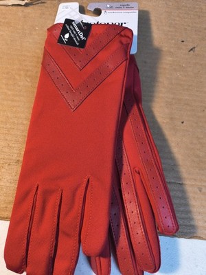 isotoner Women's Spandex Gloves with Chevron Detail - Red A30106 Size L/XL