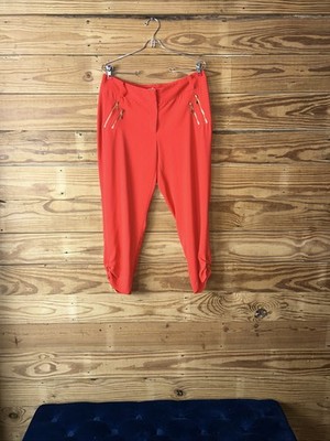 y2k cache Crop Loose Fit Vibrant Coral Capris With Gold Hardware Womens 8