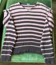 Paul Smith Women Angora Striped  Vintage  Sweater  Size M Pink Chocolate Brown