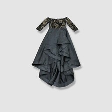 Adrianna Papell Women's Black Beaded Off-Shoulder Gown Dress Size 10