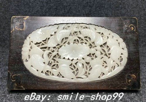 Boîte à bijoux 9 ancienne dynastie bois de santal incrustation fleur achats jade oiseaux animaux