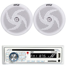 Pyle CD Player Bluetooth Marine Stereo Receiver with 2x Pyle 4" 2-Way Speakers