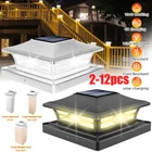 2/8/12 Pack LED Solar Post Lights Outdoor Deck Cap Fence Light PVC Vinyl 4x4 6x6