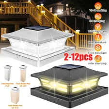2/8/12 Pack LED Solar Post Lights Outdoor Deck Cap Fence Light PVC Vinyl 4x4 6x6