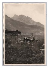 Berchtesgaden 1953 - Junge sitzt auf Motorrad BMW - Altes Foto 1950er