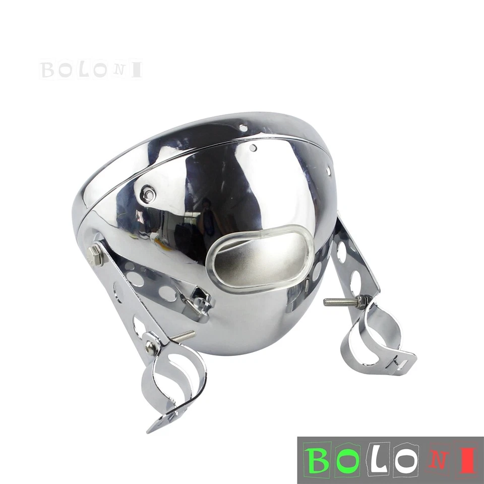 Chrome 7" Motorcycle Headlight Housing Bucket For Harley Honda Suzuki Cafe Racer — 第 3/4 张图片