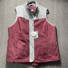 Nwt Magellan Outdoors Women's Large L Quilted Vest Tan & Purple Pockets Hiking