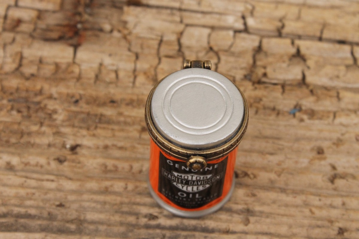 2000 HARLEY DAVIDSON MOTOR OIL CAN HINGED TRINKET BOX WITH OIL CAN