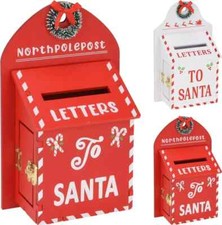 Christmas Letters to Santa Wooden small Post Box- Red or White - North Pole Post