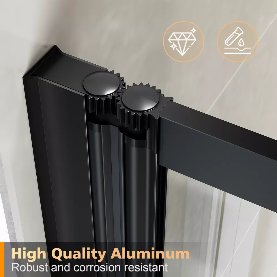 5 Folding Bath Shower Screen Black/Chrome Frame Wet Room Glass Panel 1200x1400mm - Image 3 of 4