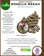 [idHerb] 100-800 Capsules Roselle Red Sorrel Hibiscus Sabdariffa WildCrafted