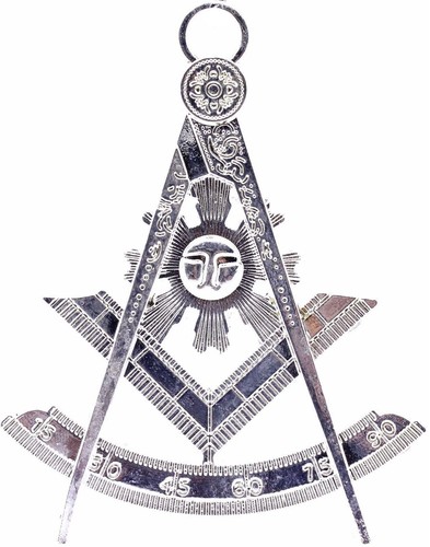 FREEMASON Masonic PAST MASTER SILVER Collar BLUE Backing with JEWEL Package - Picture 2 of 3
