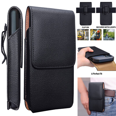 Leather Pouch Belt Clip Holster Case For Samsung Galaxy S21/+/Ultra/FE 5G  Black - Main Image
