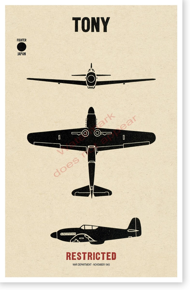 iri 大型B2ポスター KYNE WWII Japanese Tony Kawasaki Ki-61 Hien Fighter Aircraft