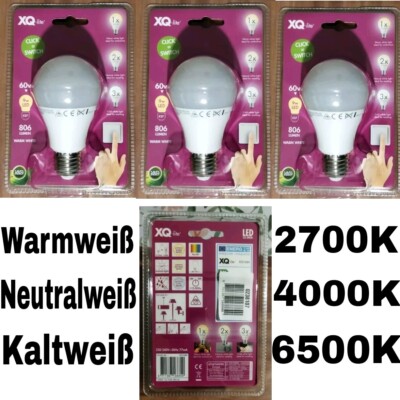 3X LED XQ-lite E27 Birne 9W= 60W 3-Step-CCT tune Warmweiß Neutralweiß & Kaltweiß