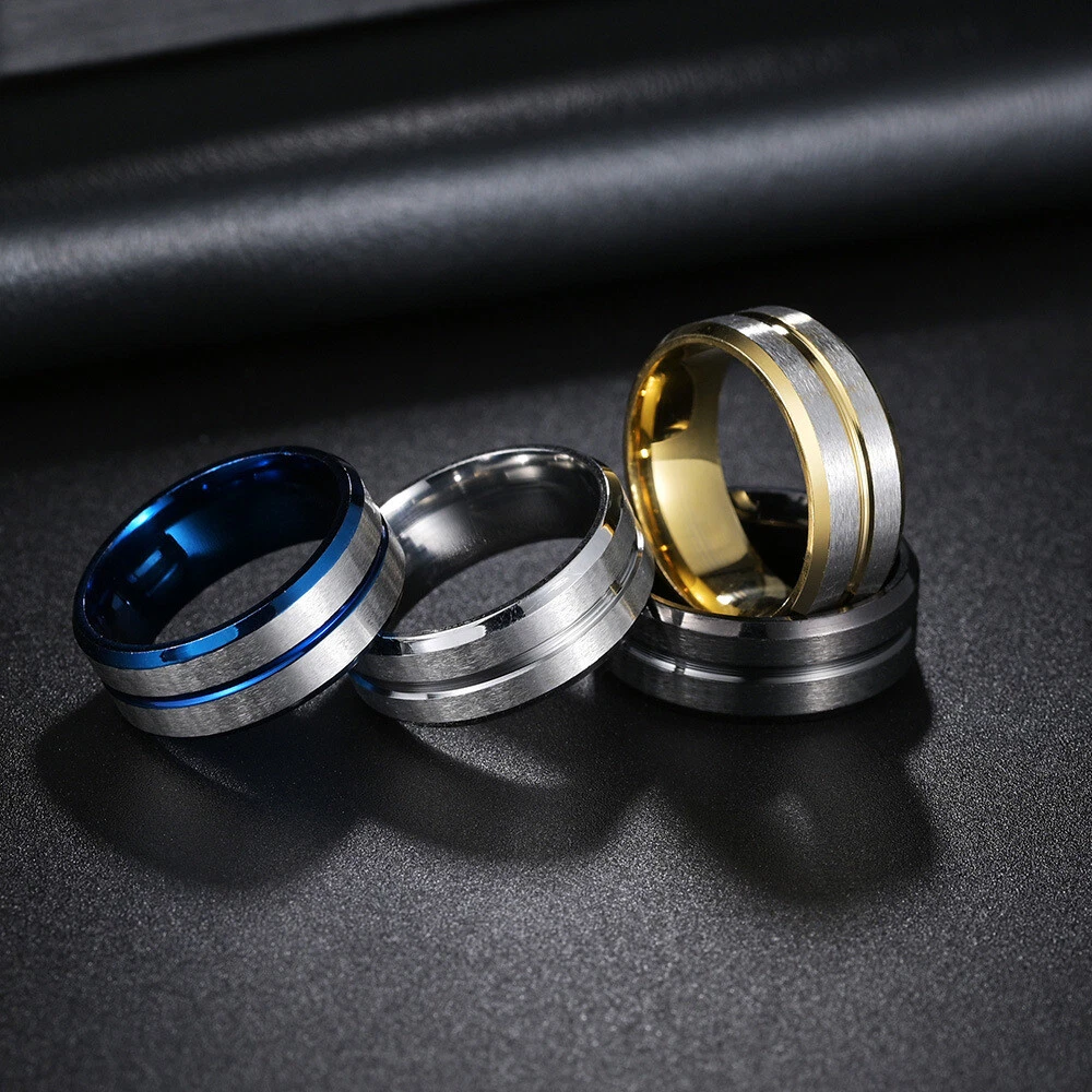 2023 SALE HOT Men s Titanium Real Stainless Steel Black Grooved