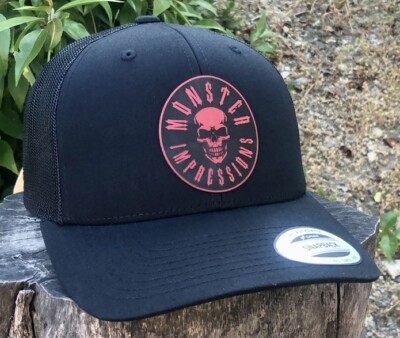 Monster Impressions Custom Baseball Trucker Hat Adjustable Red Patch Limited