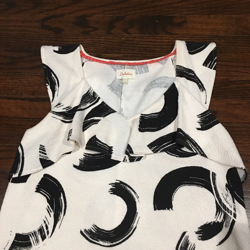 Vestido recto Anthropology DELETTA para mujer talla S dobladillo de encaje cuello en V mangas gorra W5349 Foto 2 de 4