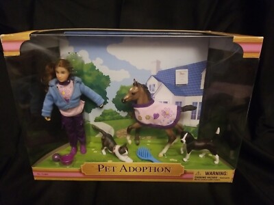 Breyer pet adoption 755405 foal  Horse dog cat  and girl Set New in box pony