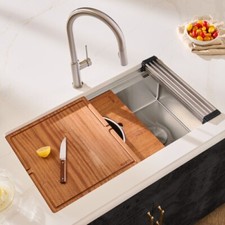 Ruvati 33" Workstation Two-Tiered Ledge Undermount Sink - RVH6222ST