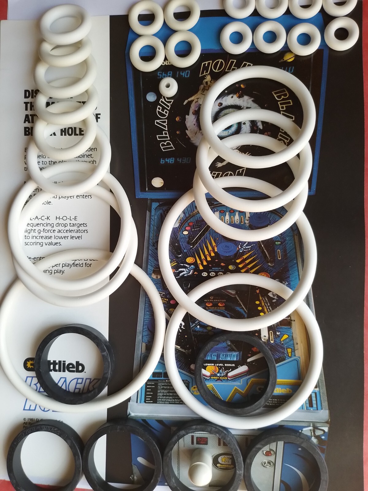 Kit élastiques Gottlieb Black Hole avec doigts de flipper noirs haute densité