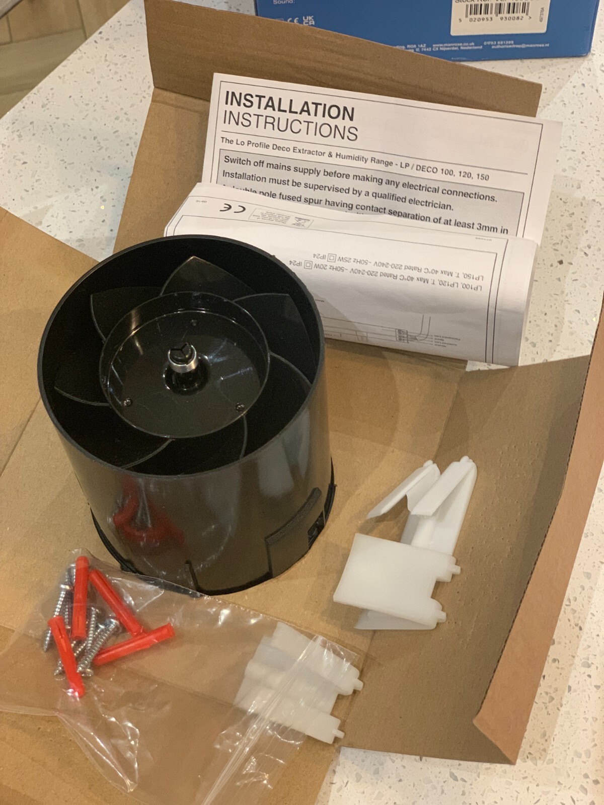 MANROSE 4" (100mm) Chrome bathroom extractor fan LO profile New box