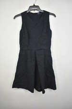 Gap Womens Black Scoop Neck Zip Back Sleeveless Pleated Linen Casual Dress 0