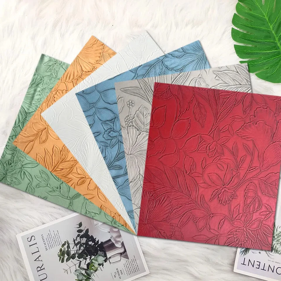 Multisizes EMBOSSED FLOWAL FAUX LEATHER WHOLESALE SHEET For Hair Bow Wallet DIY - Image 4 of 4