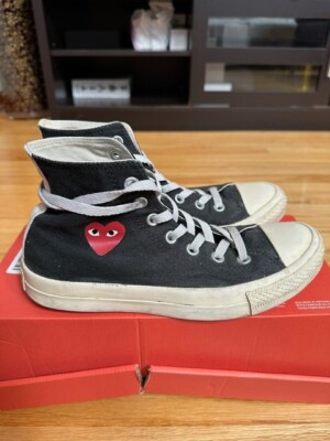 Original Comme des Garçons Play High Top Converse Small Heart Black Size 6 Men's