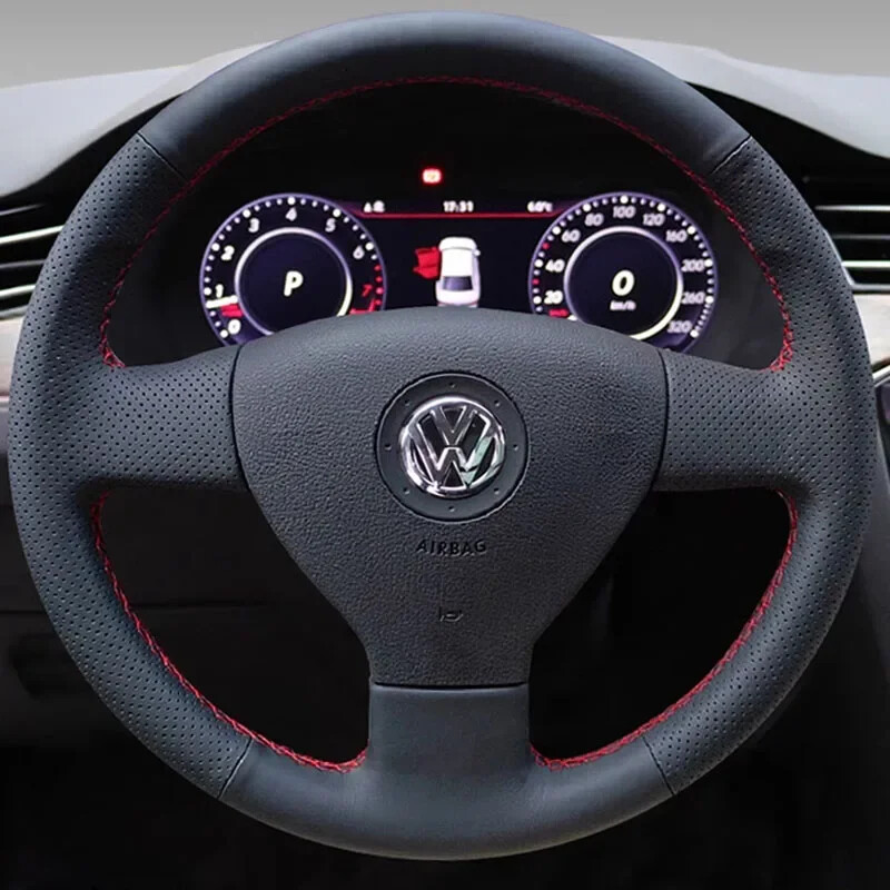 For Volkswagen VW Golf Polo Sagitar 2010 Hand-stitched Steering Wheel Cover