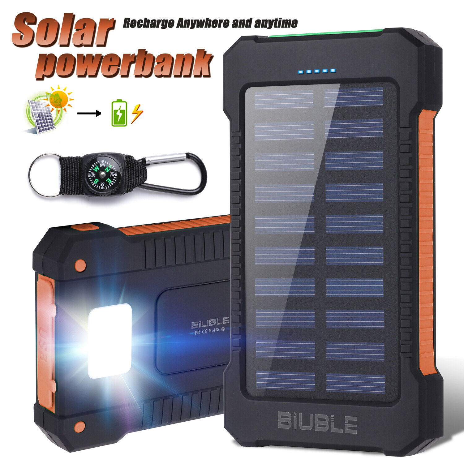 Portable 9000000mah Solar Power Bank Pack USB LED Pack Battery Charger