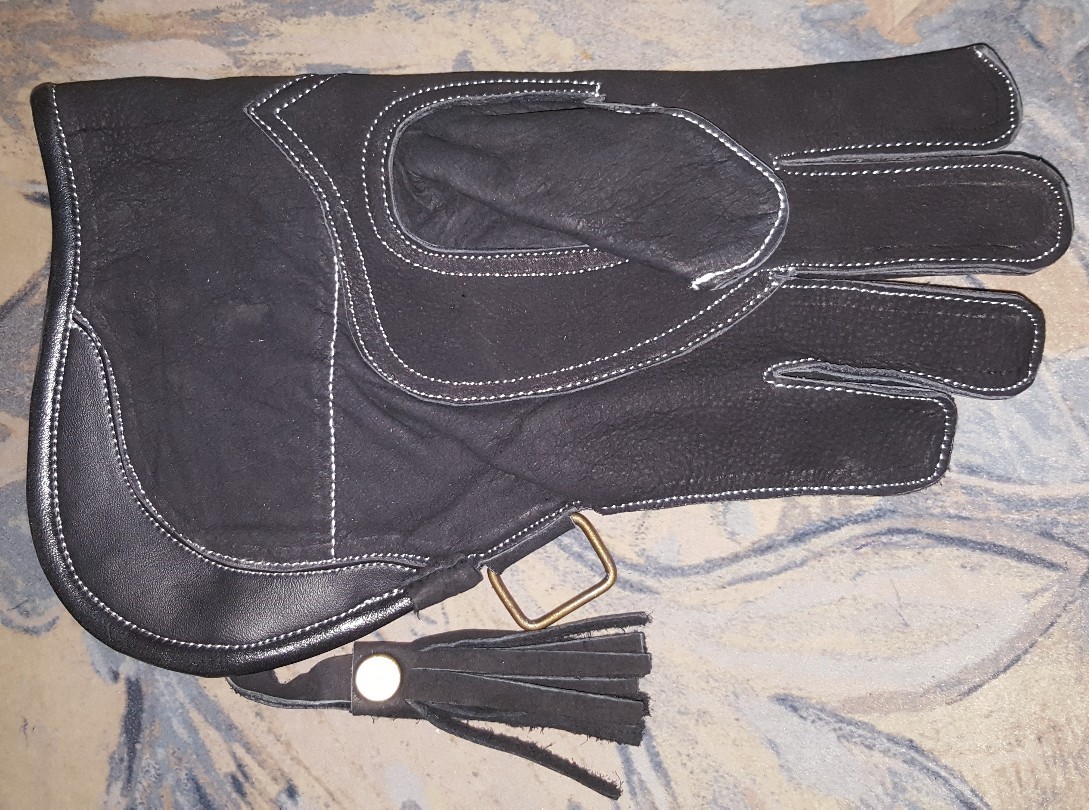 Fauconnerie Gant Cuir Daim Double Couche 30.5cm Long (Taille Moyenne, Noir Jet