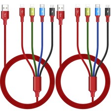 Multi Charging Cable 3.5A, 2Pack 6Ft 4 in 1 Fast Charging Cable, Multi Char...