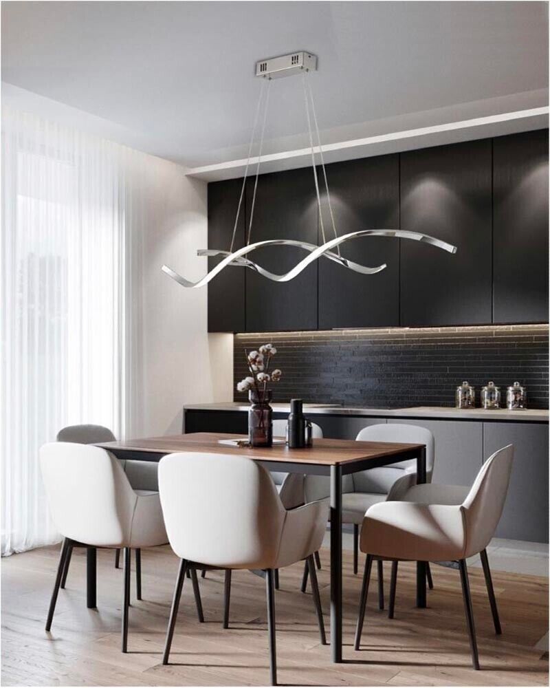 Lampadario Moderno LED Onda 28W B56AF Cromo Argento 6500K